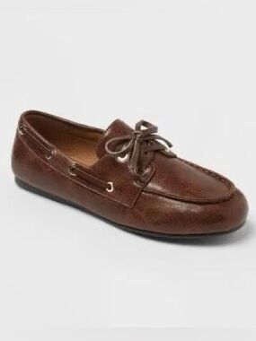 Brown Faux Leather Boat Shoe Loafer Universal Thread NWT sz9